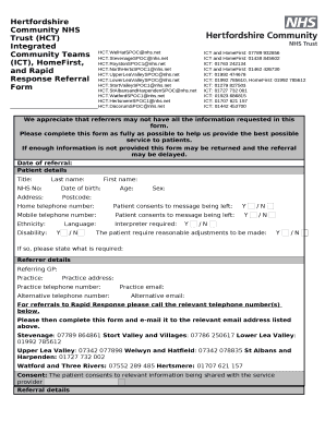 We appreciate that referrers may not have all the information requested in this form