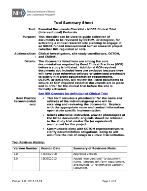 Essential Documents Checklist NIDCR Clinical Trial (Interventional ...