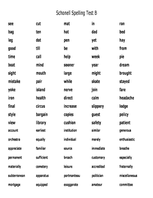 Schonell Spelling Test B