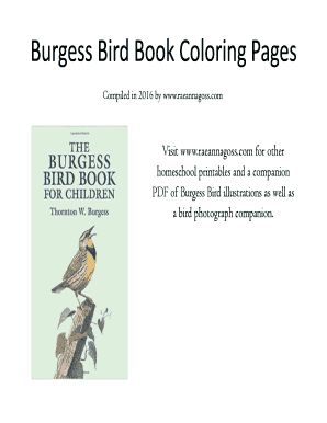 Fillable Online Burgess Bird Book Coloring Pages Fax Email Print ...