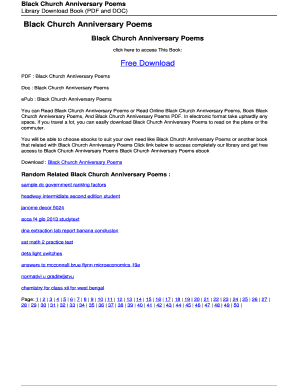 Fillable Online Black Church Anniversary Poems Fax Email Print - pdfFiller