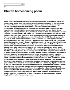 Church Homecoming Poems - Fill Online, Printable, Fillable, Blank ...
