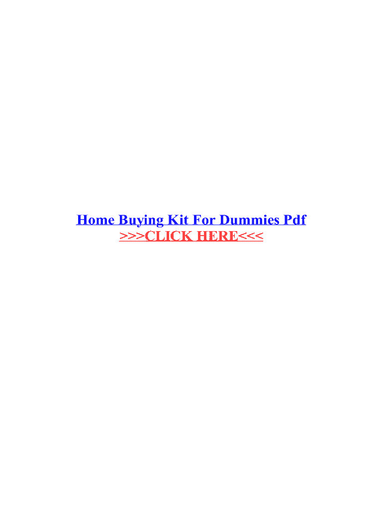 Fillable Online Home Buying Kit For Dummies Pdf Fax Email Print pdfFiller
