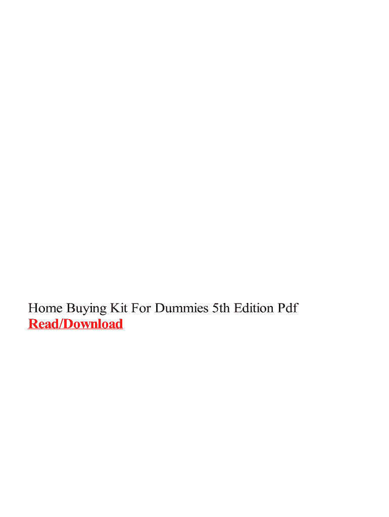 Fillable Online Home Buying Kit For Dummies 5th Edition Fax Email Print