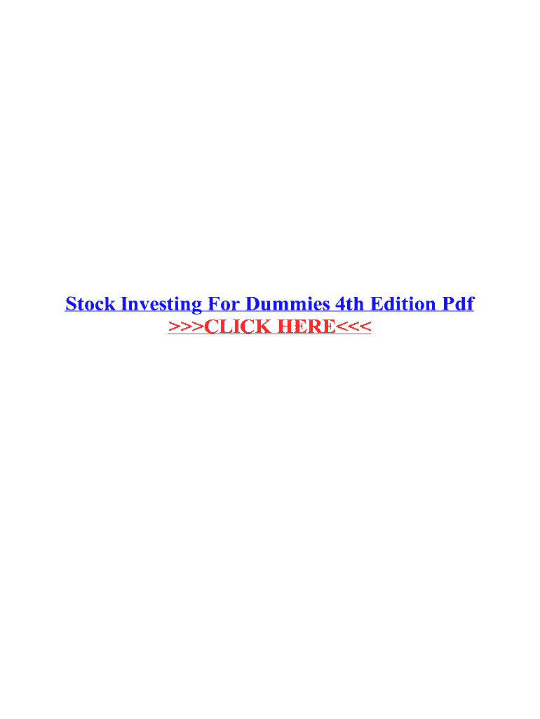 Fillable Online Stock Investing For Dummies 4th Edition Pdf Fax Email