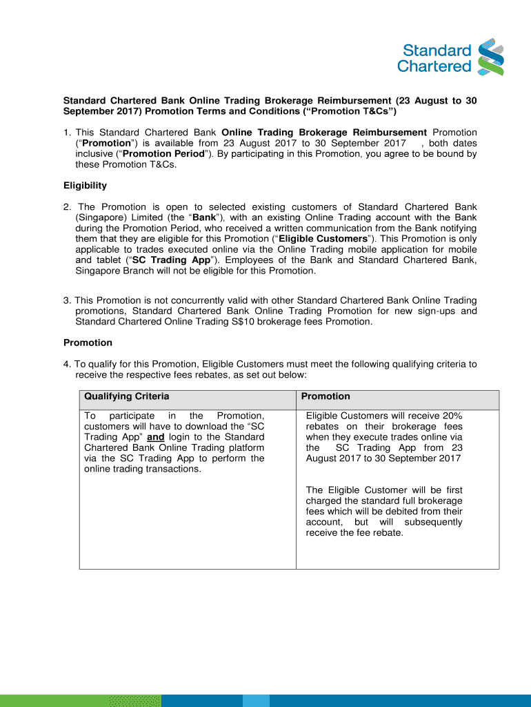 Fillable Online Standard Chartered Bank Online Trading Brokerage