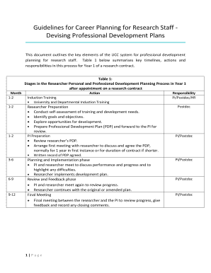 Research Career Development Plan Fill Print Online Guidelines For Career Planning Research Staff Devising Professional Development Plans