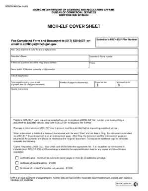 editable michigan elf cover sheet fill out print forms download michigan elf cover sheet