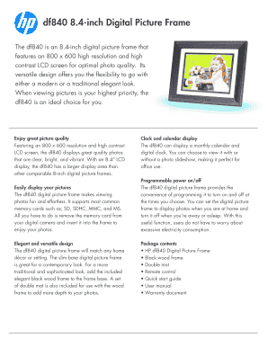 Hp digital picture frame df840