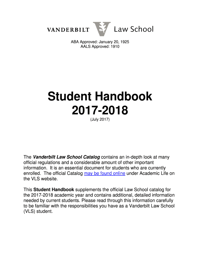 Fillable Online The Vanderbilt Law School Catalog contains an indepth
