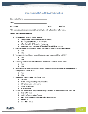 West Virginia FWA and HIPAA Performing exercises Quiz Fill On-line photograph about Printable Hipaa Quiz titled West Virginia FWA and HIPAA Working out Quiz Fill On the web