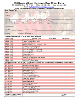 Childrens Village Christmas Card Order Form