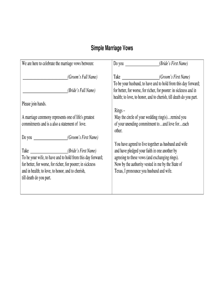 marriage vows Preview on Page 1