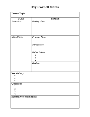 Cornell Note Taking Method Custom Pdf Generator Downloads