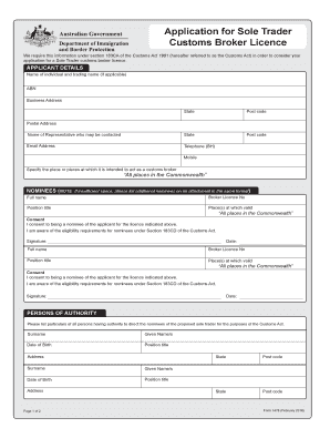 Fillable Online Application for Sole Trader Fax Email Print - pdfFiller