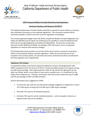 Fillable Online CDPH Proposed Medical Cannabis Manufacturing ...