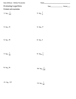 evaluating logarithms worksheet - Edit, Fill, Print & Download Top