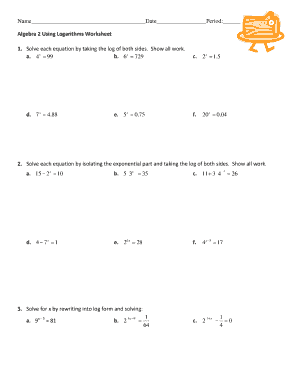solving logarithmic equations worksheet - Edit, Fill, Print & Download