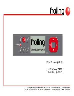 Fillable Online Error message list Fax Email Print - pdfFiller