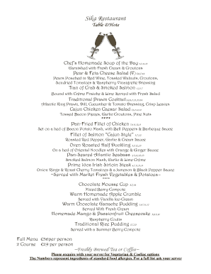 5 course table d hote menu - Fill, Print & Download Online ...