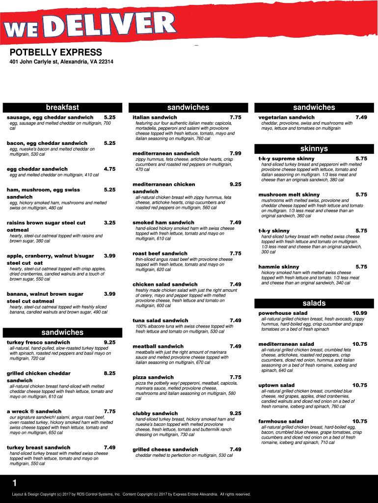 Fillable Online POTBELLY EXPRESS Fax Email Print - pdfFiller