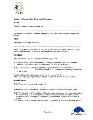 Articles of Association Template