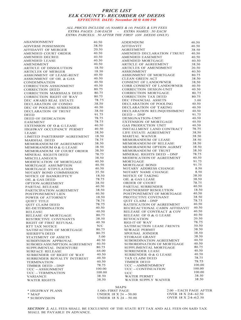 Fillable Online ELK COUNTY RECORDER OF DEEDS Fax Email Print pdfFiller