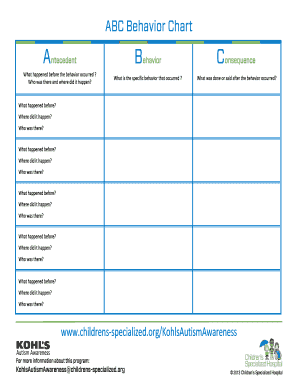 Fillable Online ABC Behavior Chart Fax Email Print - pdfFiller