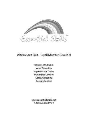 Worksheet Set - Spell Master Grade 5