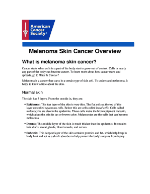 Fillable Online Melanoma Skin Cancer Overview Fax Email Print - pdfFiller