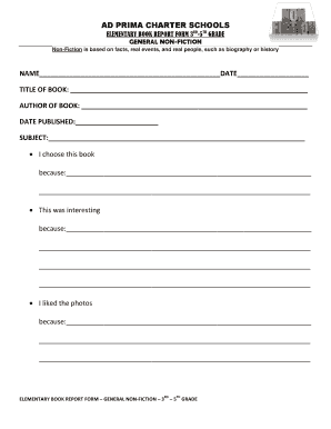 historical fiction book report form