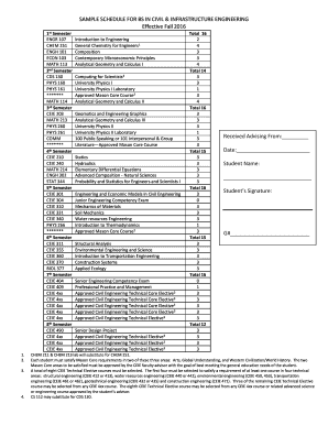 Fillable Online civil gmu SAMPLE SCHEDULE FOR BS IN CIVIL