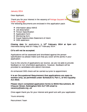 Thank you for your interest in the vacancy of Refuge Support Worker Asian Language