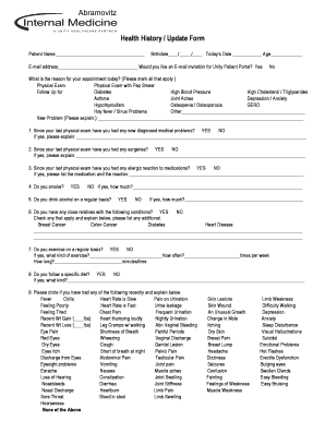 Fillable Online Health History / Update Form Fax Email Print pdfFiller Fillable Online Health History / Update Form Fax Email Print pdfFiller
