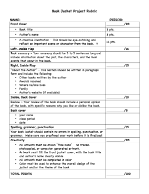 Book Jacket Project Rubric