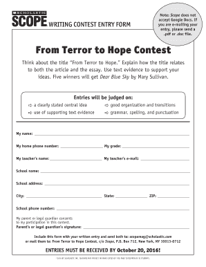 From Terror to Hope Contest