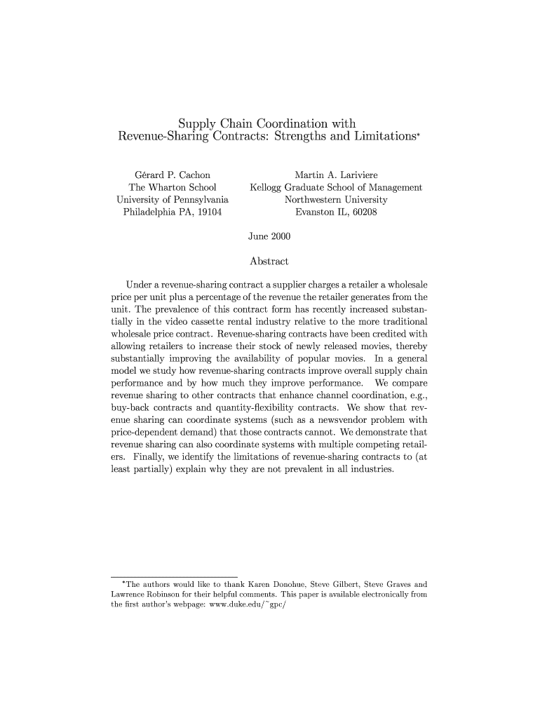 Fillable Online Supply Chain Coordination with Fax Email Print pdfFiller