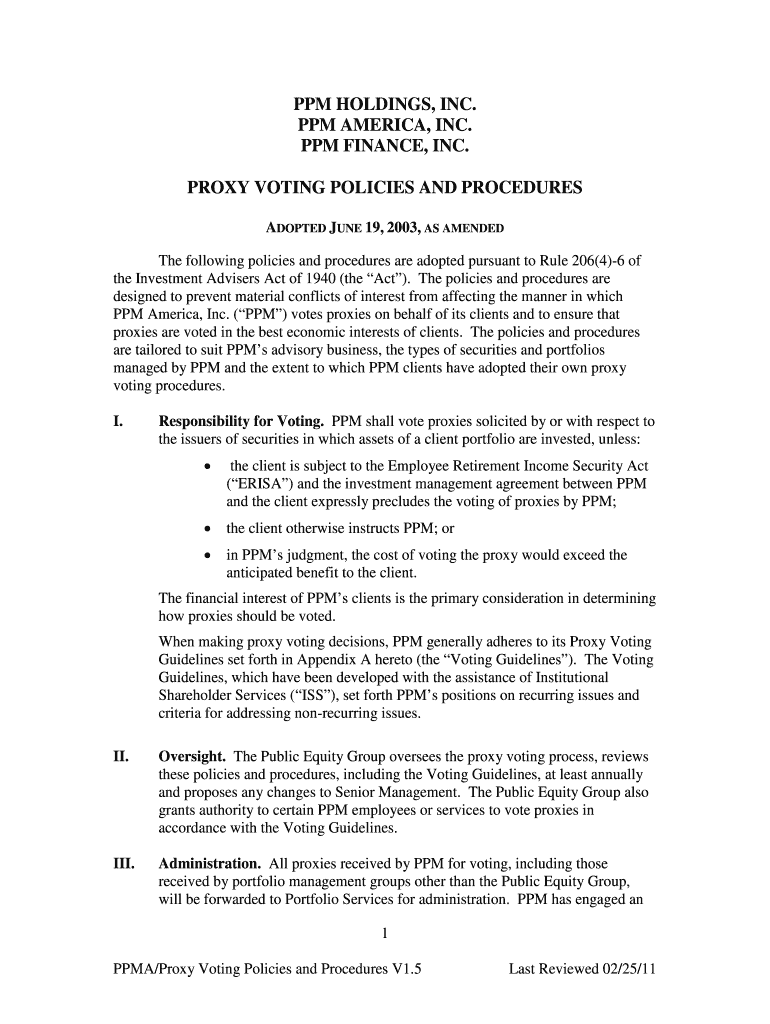 Fillable Online PPM AMERICA, INC Fax Email Print - pdfFiller