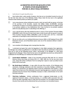 ACCREDITED INVESTOR QUALIFICATION