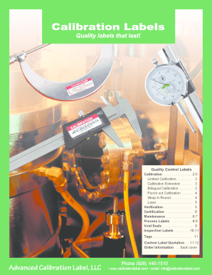 Calibration Labels Order Form