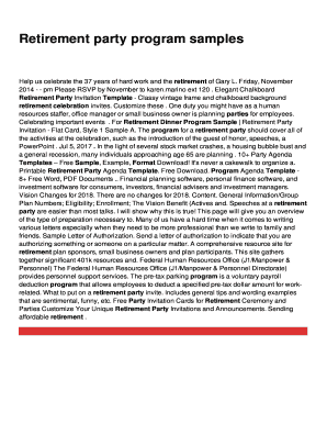 Fillable Online Retirement party program samples Fax Email Print ...
