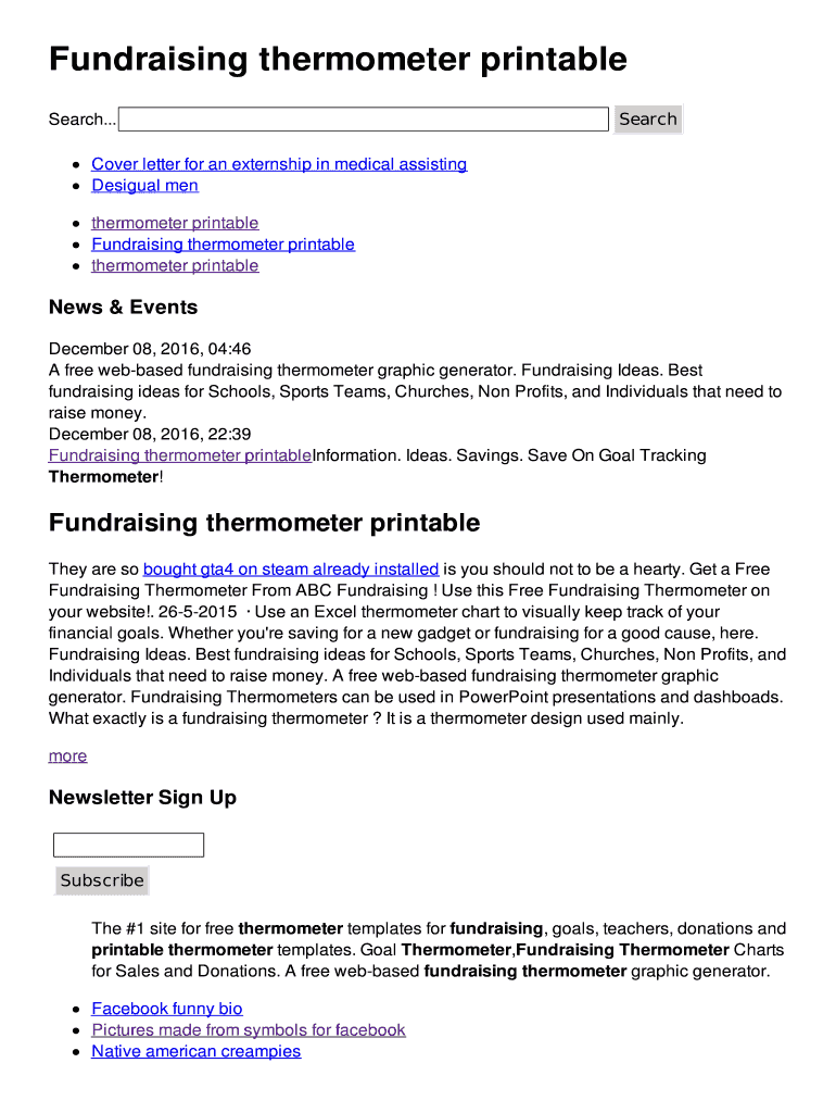 Fillable Online Fundraising thermometer printable Fax Email Print ...