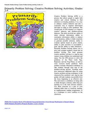 Fillable Online Primarily Problem Solving: Creative Problem Solving ...