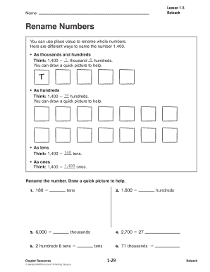 Fillable Online You can use place value to rename whole numbers Fax ...