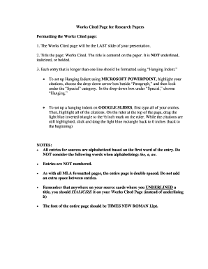 Fillable Hanging Indent Google Slides Edit Online Print Works Cited Page For Research Papers