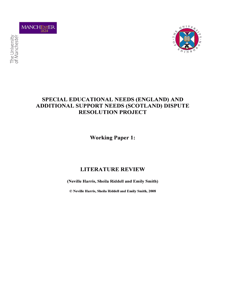 Fillable Online SPECIAL EDUCATIONAL NEEDS (ENGLAND) AND Fax Email Print