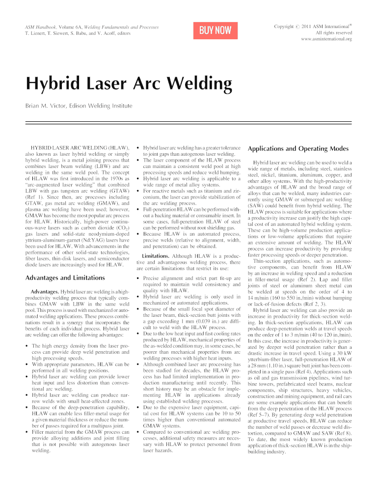 Asm Handbook Volume 6a Welding Fundamentals And Processes Pdf Fill