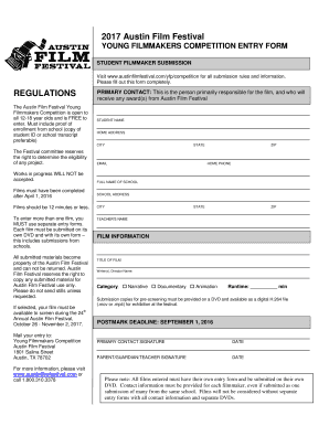 YOUNG FILMMAKERS COMPETITION ENTRY FORM