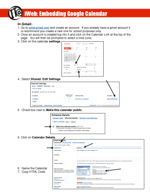 Fillable Online iWeb: Embedding Google Calendar Fax Email Print pdfFiller Fillable Online iWeb: Embedding Google Calendar Fax Email Print pdfFiller