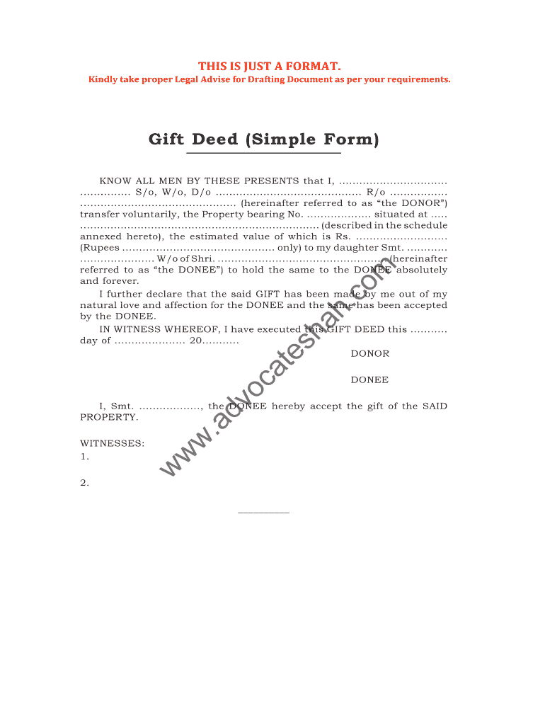 Deed Of Gift Template Canada - Fill Online, Printable, Fillable, Blank ...